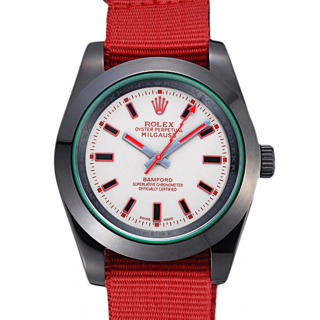Aaa replica watch Strap Nylon Red Rolex Milgauss Bamford 622002 0815